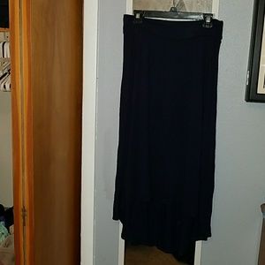 Navy high low midi skirt